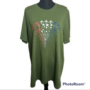 Bella Canvas Green tee with red, white, and blue America design